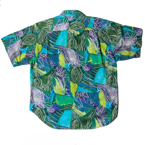 Vintage Guess by Georges Marciano Green Cotton Shirt XL | short sleeve button up - Picture 2 of 6